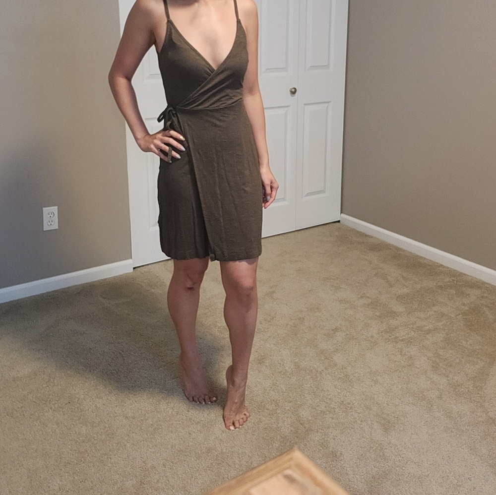 Olive Green Wrap Dress